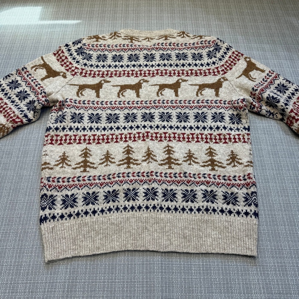 J.Crew 100% Wool Fair Isle Labrador Dog Nordic Sweater Mens Large Holiday Cabin - Picture 4 of 9
